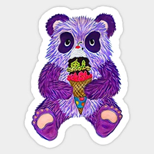 Purple Panda with Ice Cream Cone Sticker